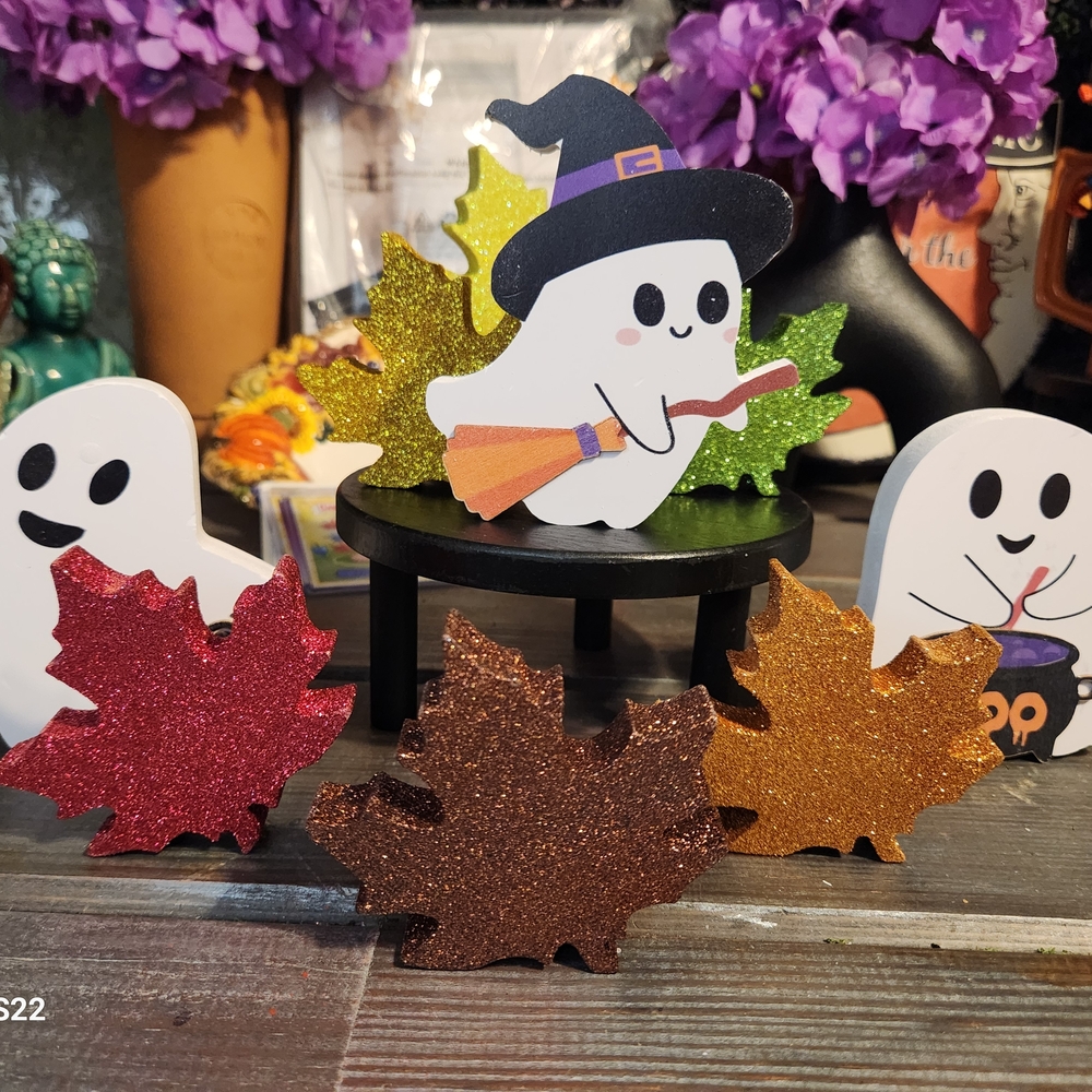 Halloween Ghost Party Decorations W/ Fall Leaves 9 Piece Set
